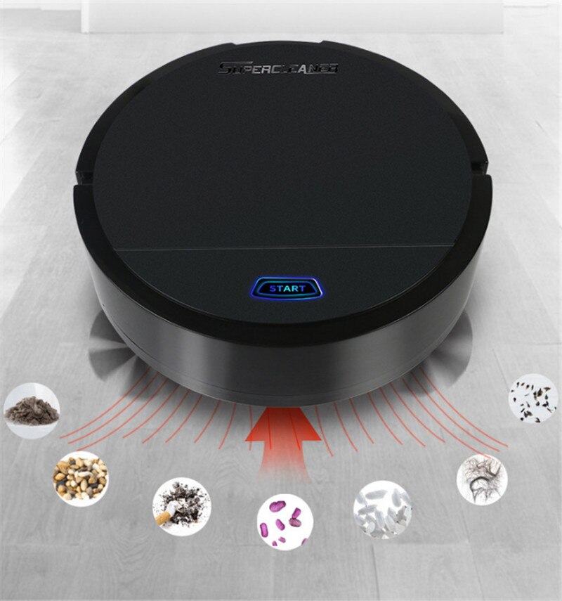 Automatic Smart Robot Vacuum Cleaner Dual Spinning Side Brush Lifts Debris