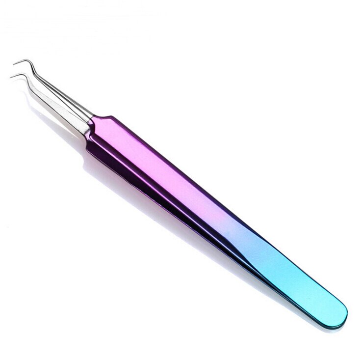 Pinzas de aguja para acné de acero inoxidable, removedor de espinillas y acné, herramienta de cuidado facial, extensión multiusos, pestañas postizas: A