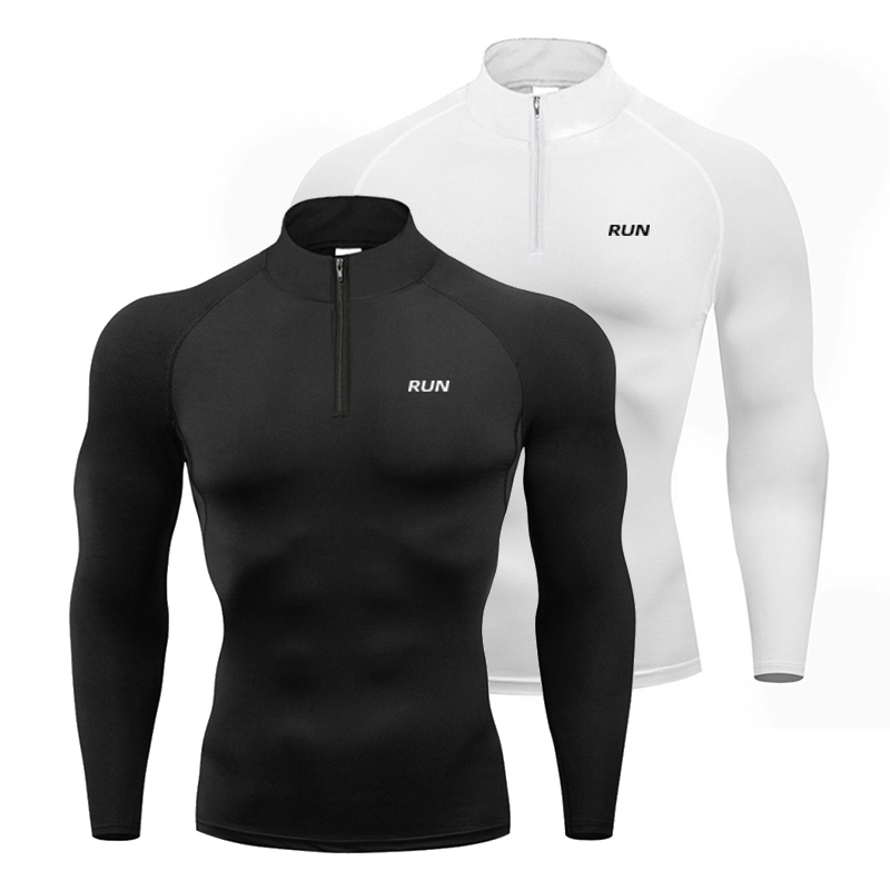 Kompression Enge Fitness Langarm Hemden Herbst schnell trocken Polos Fitnessstudio Bodybuilding Kleidung Herren Sport Trainning Polo Hemden