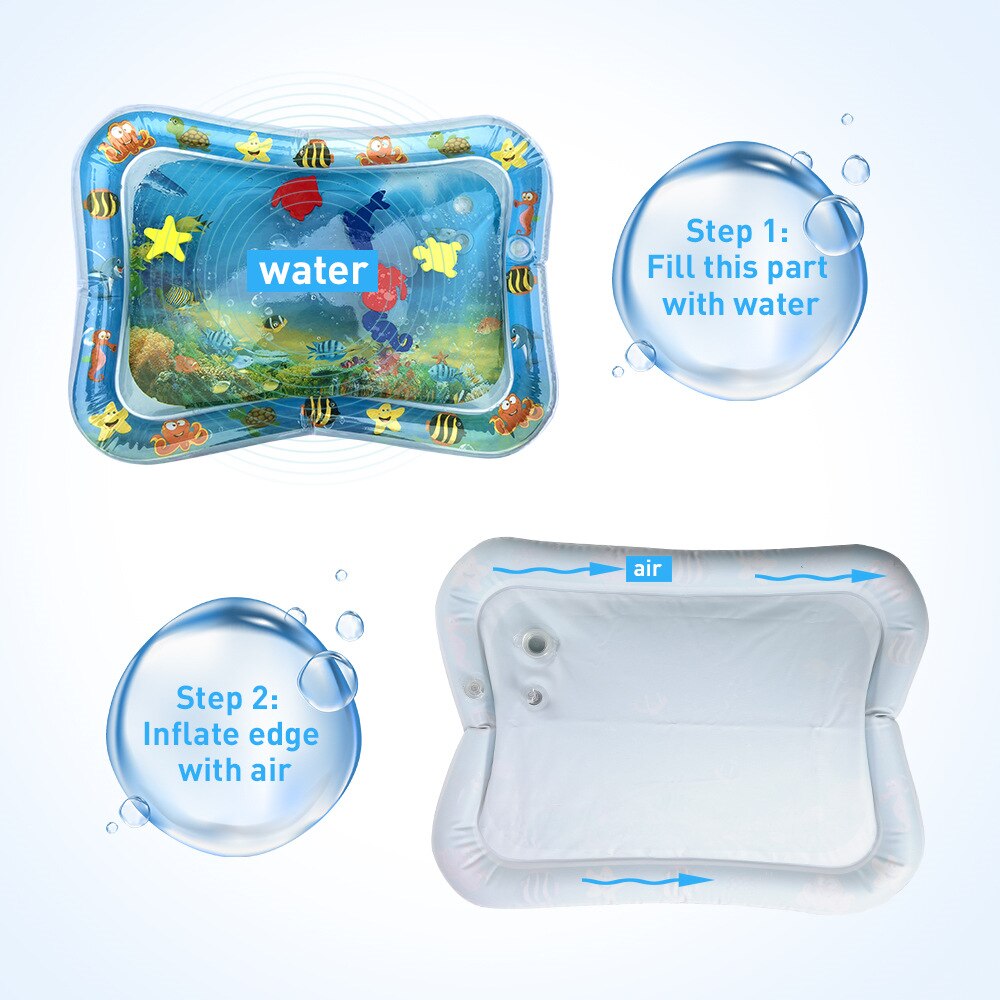 Baby's en kinderen waterspeelmat, opblaasbaar baby speelmat voor op de buik, peuterspeelzaal, leuk activiteitencentrum