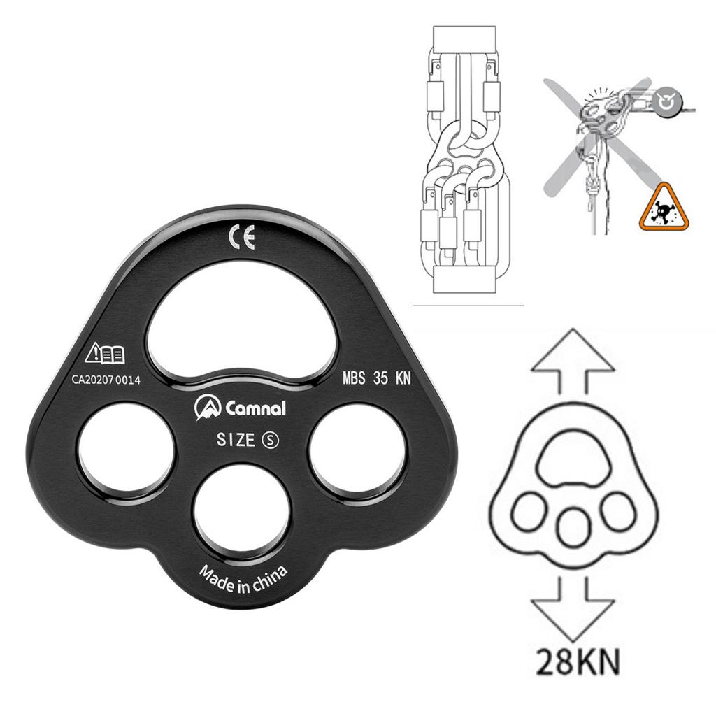 4 Holes Paw Rigging Plate Rope Separator Device Outdoor Rock Climbing Multi Anchor Point Connector Gear Equipment