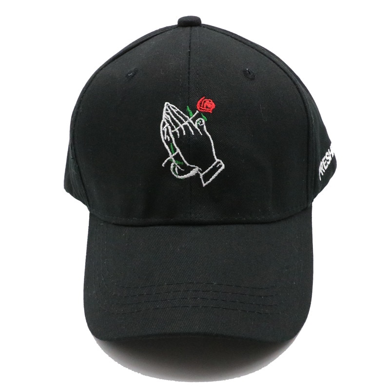 Holding the Rose in Both Hands Embroidery Simple Style Baseball Caps Men Women Snapback Hat Travel Sunscreen Caps Dad Hats BQ076