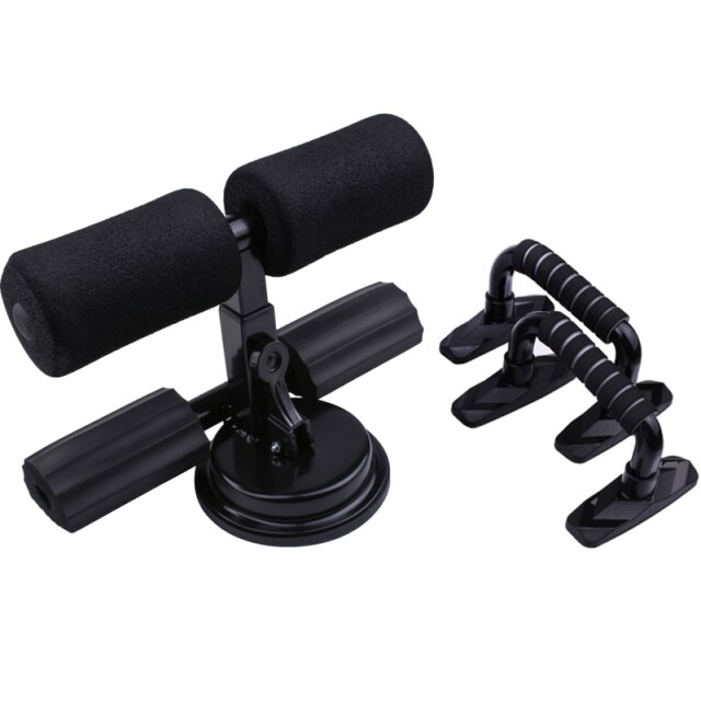 Sit Up Assistant With Push up stand Jump Rope Abdominal Sit Up Bar Fitness Sit Ups Exercise Equipment Portable Suction Home Gym: Black2