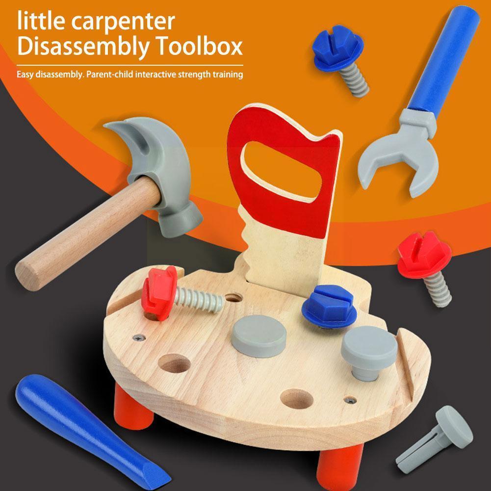 Banc à outils de Simulation en bois pour enfants, boîte à outils de Simulation, entretien du jouet démontage écrou bricolage combinaison de vis Q2W7