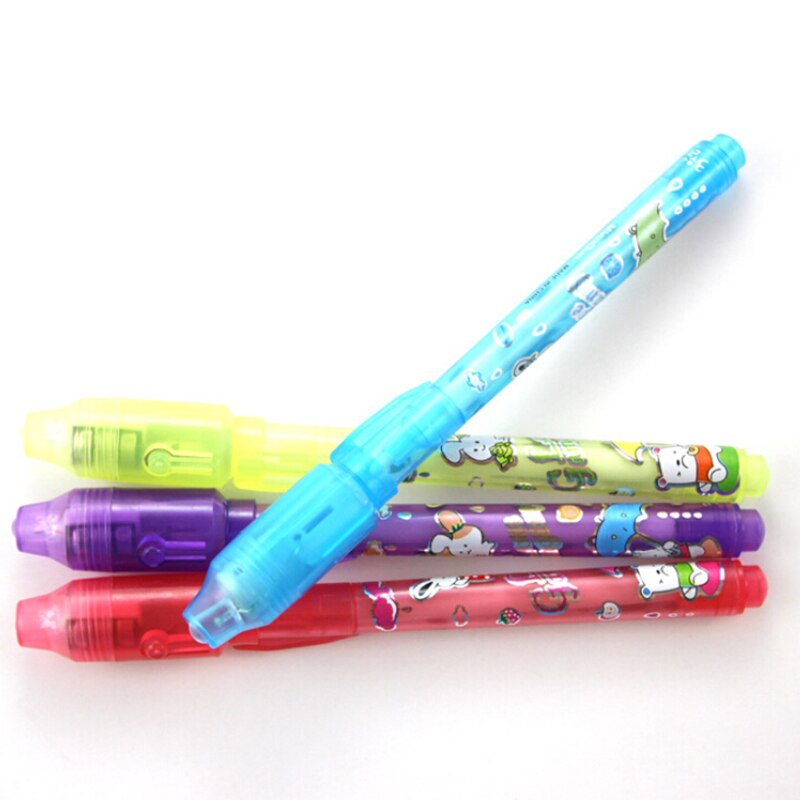 4 Stuks Magic 2 In 1 Zichtbaar Onder Uv Licht Pen Markeerstift Creatieve Briefpapier Onzichtbare Inkt Pen Willekeurige kleur
