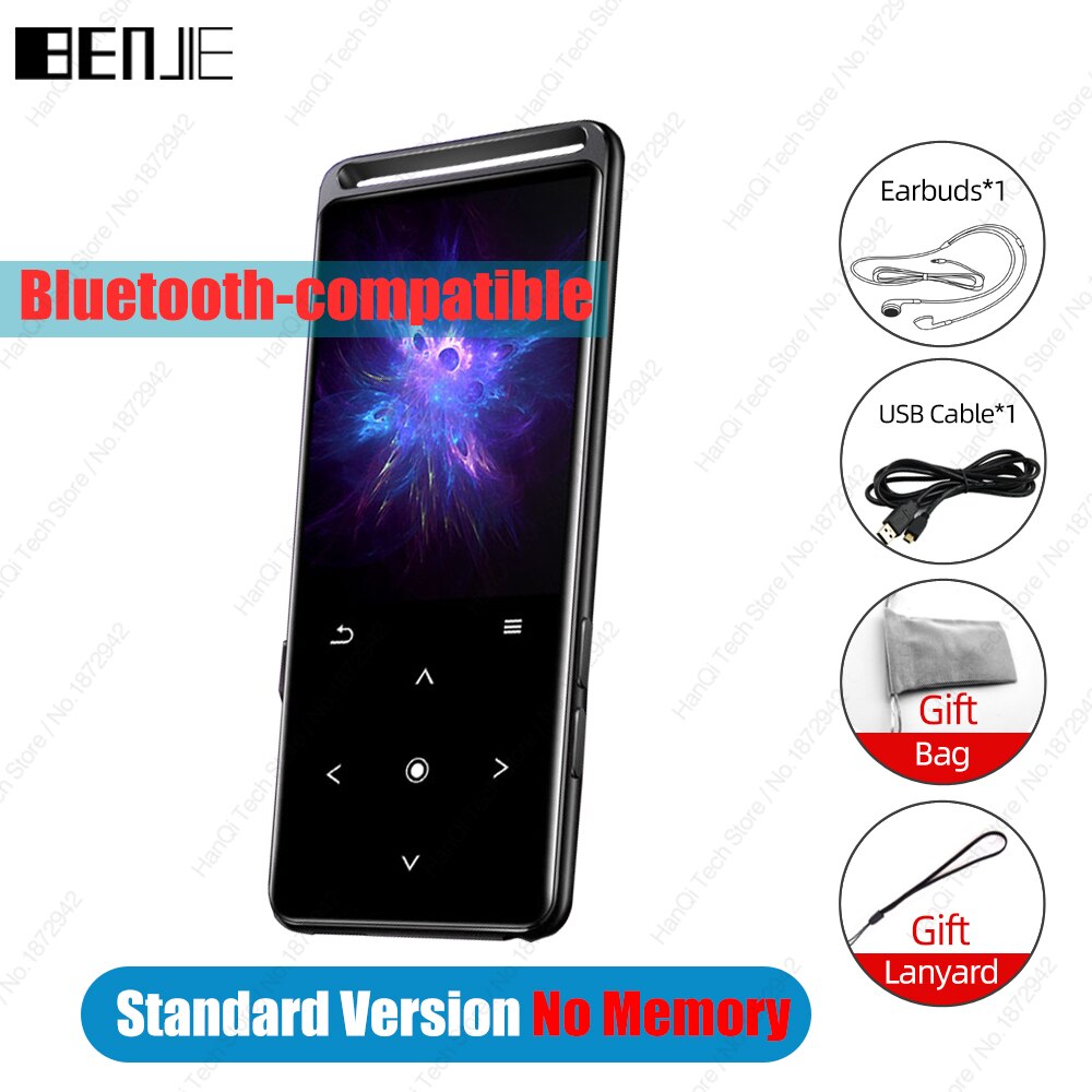 BENJIE – Mini lecteur MP3 avec Bluetooth M6, lecteur Audio et musique sans perte, prend en charge la Radio FM, enregistreur vidéo et vocal E-Book: M6 No Memory