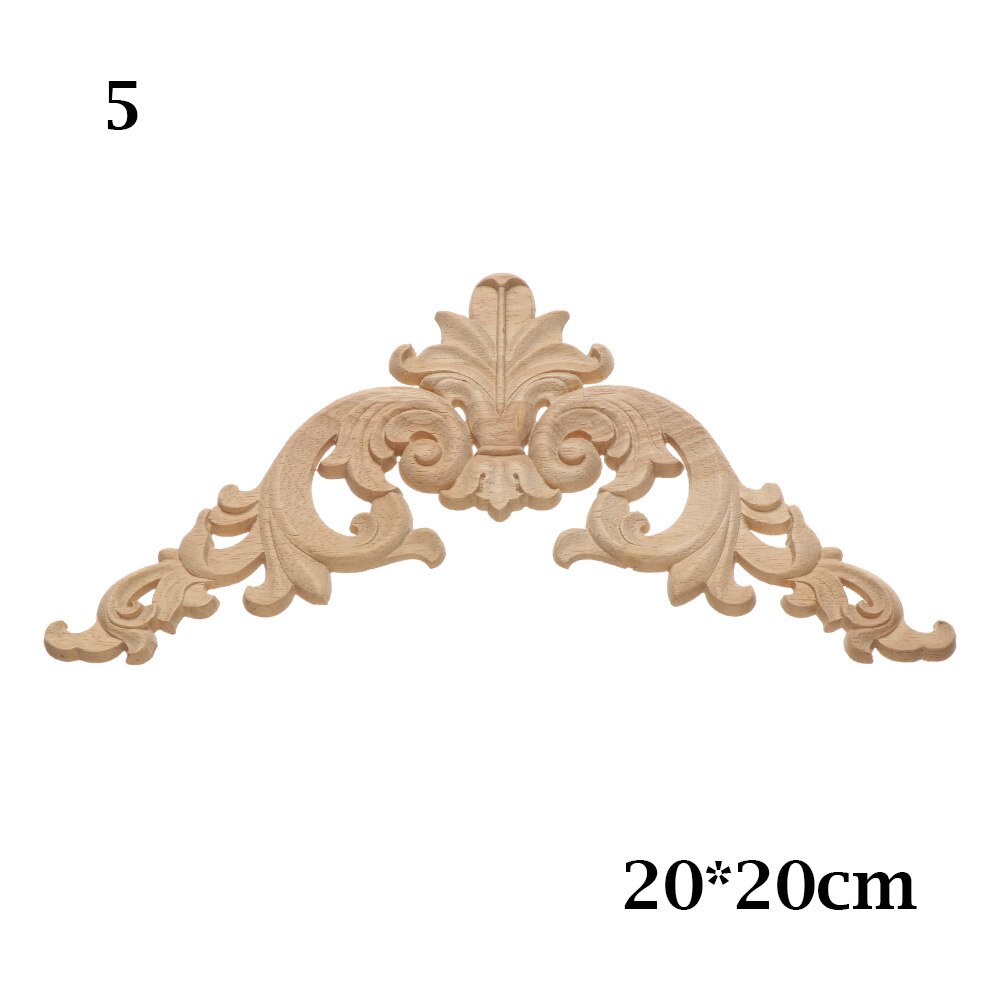 Figurines en bois sculpté à motif Floral naturel, applique d'angle, meuble d'angle, décoration Unique, décoration: 5