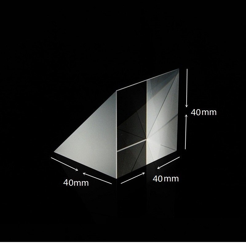 Isosceles Right Angle Prism 40x40x40mm Optical Glass Visual Image Measurement Total Reflection Triangular Prism Physical Optics