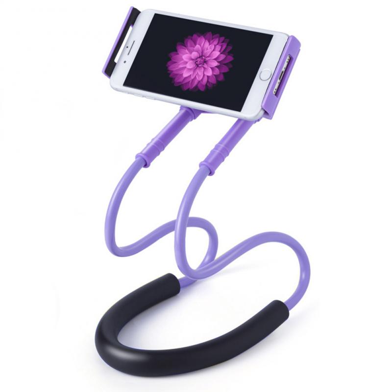 Mobiele Telefoon Houder Afneembare Hals Lui Beugel Smartphone Stands Desktop Bed Mount Socket Voor Samsung Xiaomi Huawei Iphone 12: purple