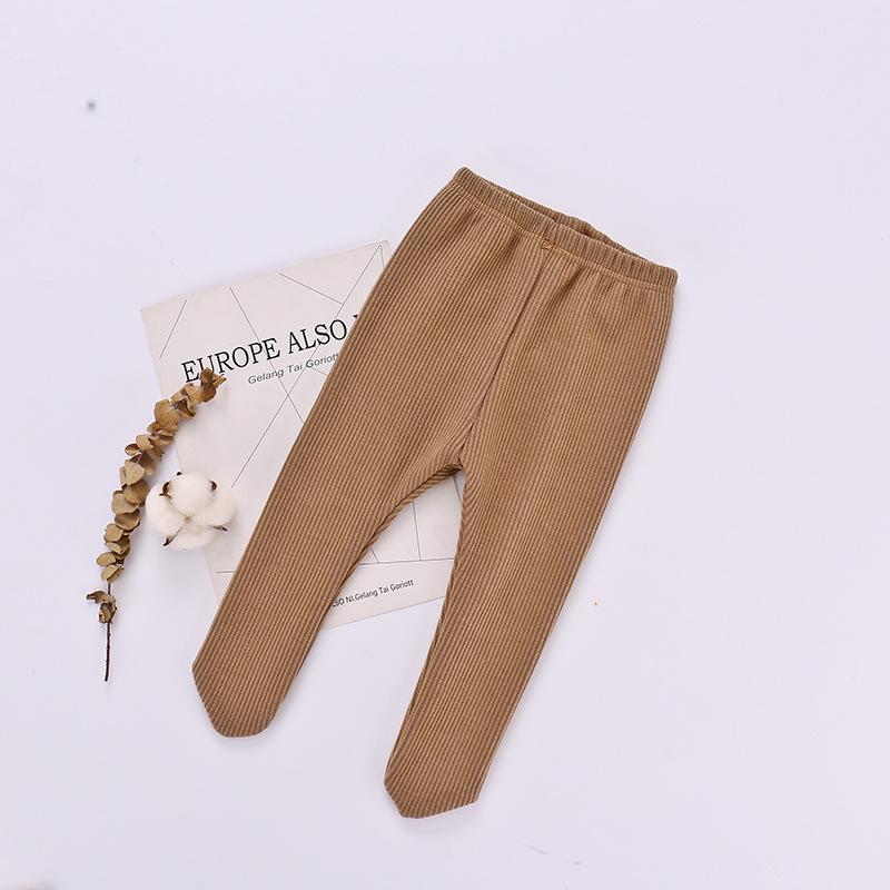 Autumn And Winter Infant Bottoming Pants Pit Strips Plush Cotton Even Feet All Kinds Of Elastic Pantyhose For Boys And girl: Brown / 6M