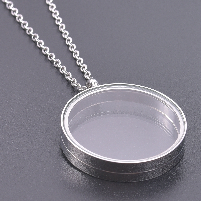 25/30Mm Ronde Glazen Medaillon Hanger Kettingen Voor Vrouwen Mannen Accessoires Lange Ketting Hals Rvs Ketting Medaillons sieraden