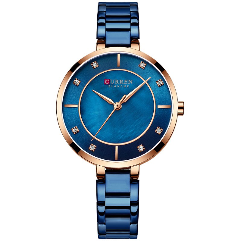 Vrouw Horloges Rose Curren Top Luxe Horloge Vrouwen Quartz Waterdichte vrouwen Horloge Dames Meisjes Horloges Klok: blue