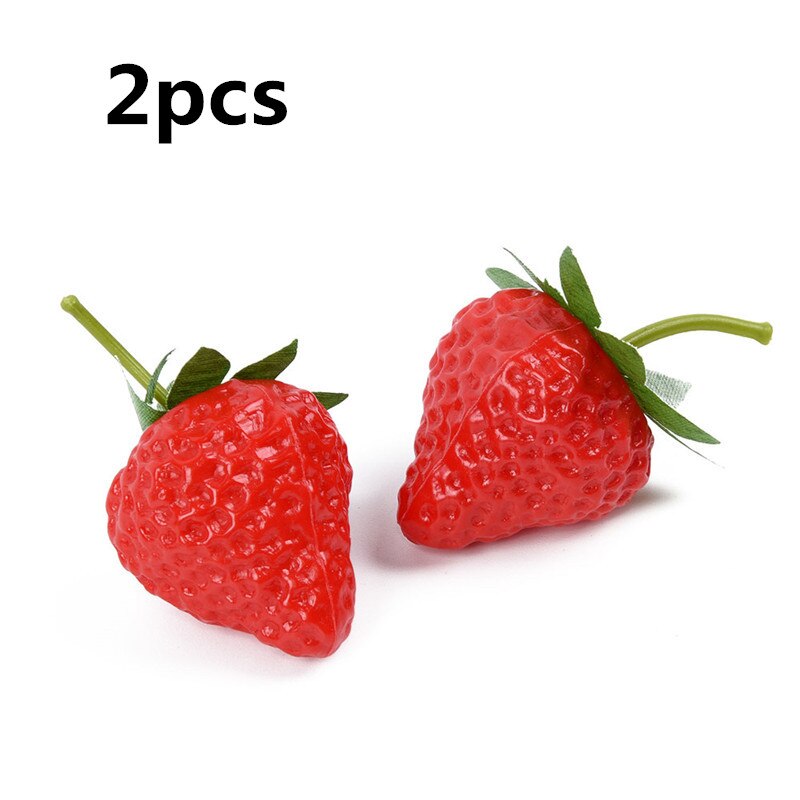Kunstig frugt plast simulation jordbær model simulation frugt og grøntsager rekvisitter undervisning hjælp frugt dekoration: B 2 stk