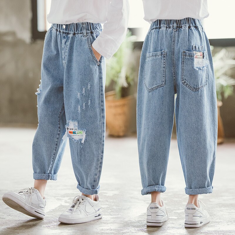 Teen Girls Holes Jeans Spring 8 10 12 years Kids Girls Long Pants