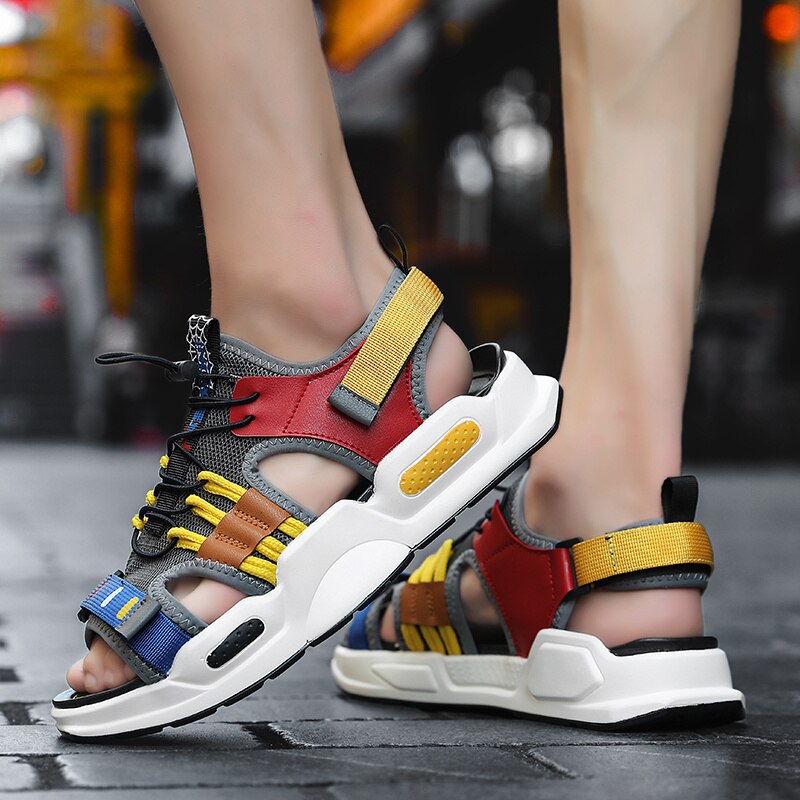 Sandales fantaisie à plateforme pour homme, chaussures d'été confortables à semelles en pu, antidérapantes, style gladiateur