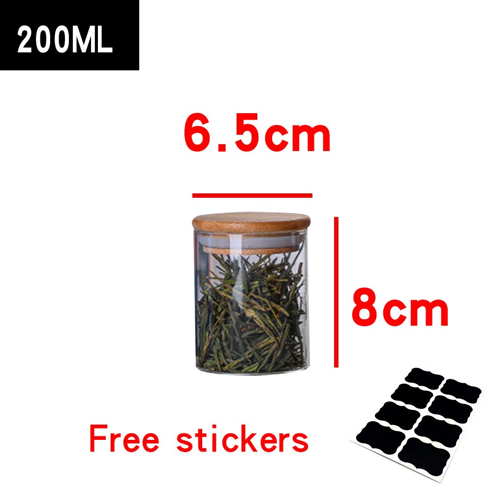 Glass Containers Food Glass Jars and Lids Glass Jar with Lid Kitchen Storage Box Organization Containers Bottle Spice Boats: 200ML
