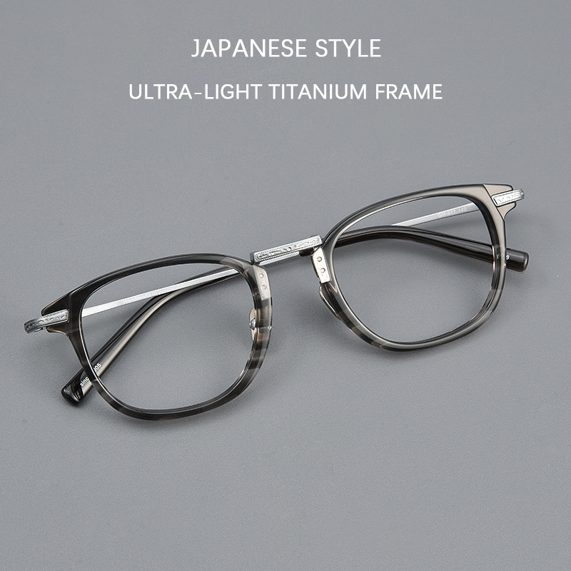 Montura de gafas cuadradas japonesas de titanio para mujer, anteojos fotocromáticos antiluz azul a la , de acetato, con montura completa, 2024