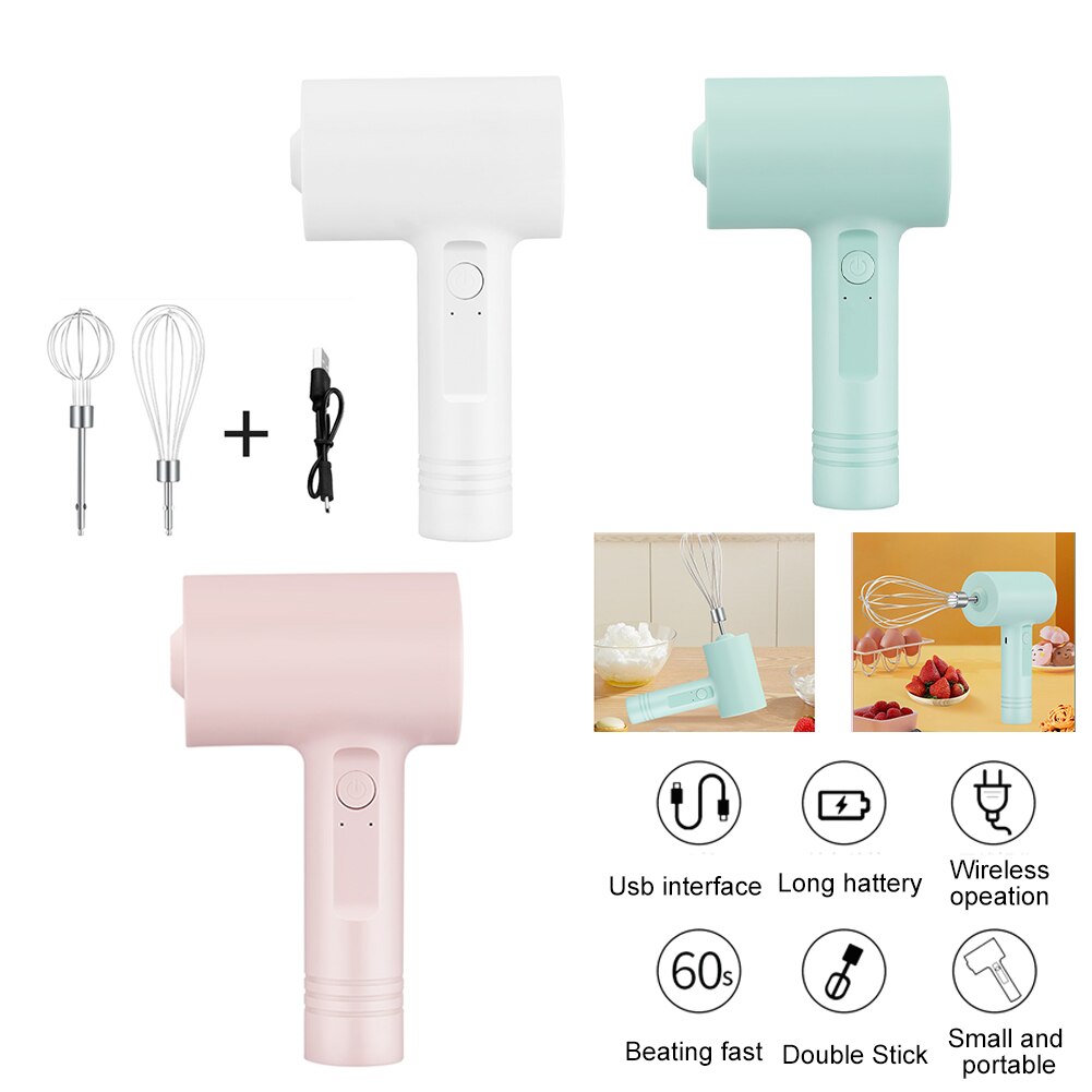 Wireless Electric Food Mixer Portable Hand Blender Rechargeable Dough Blender Egg Beater Baking Hand Mixer Kitchen Tools