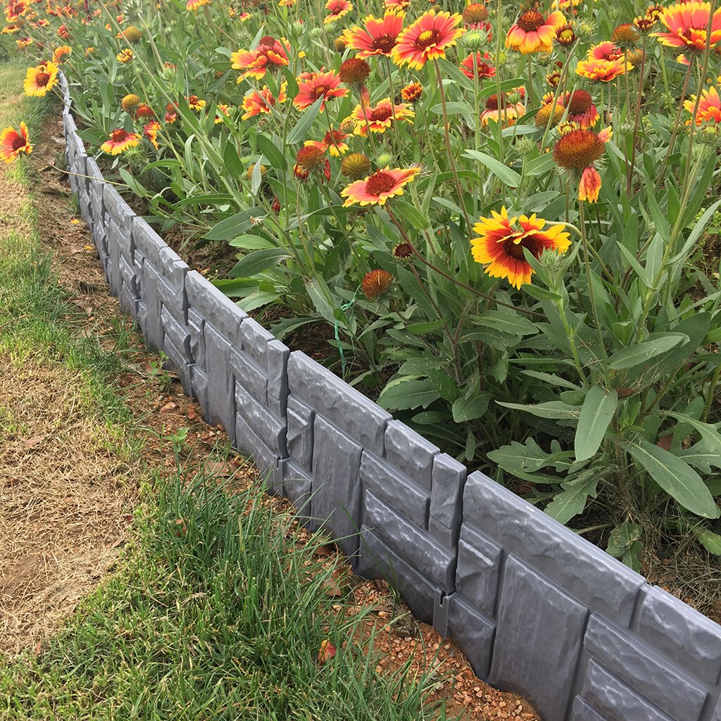 6Pcs Sectioned Plastic Imitation Stone Set Courtyard Lawn Garden Walls