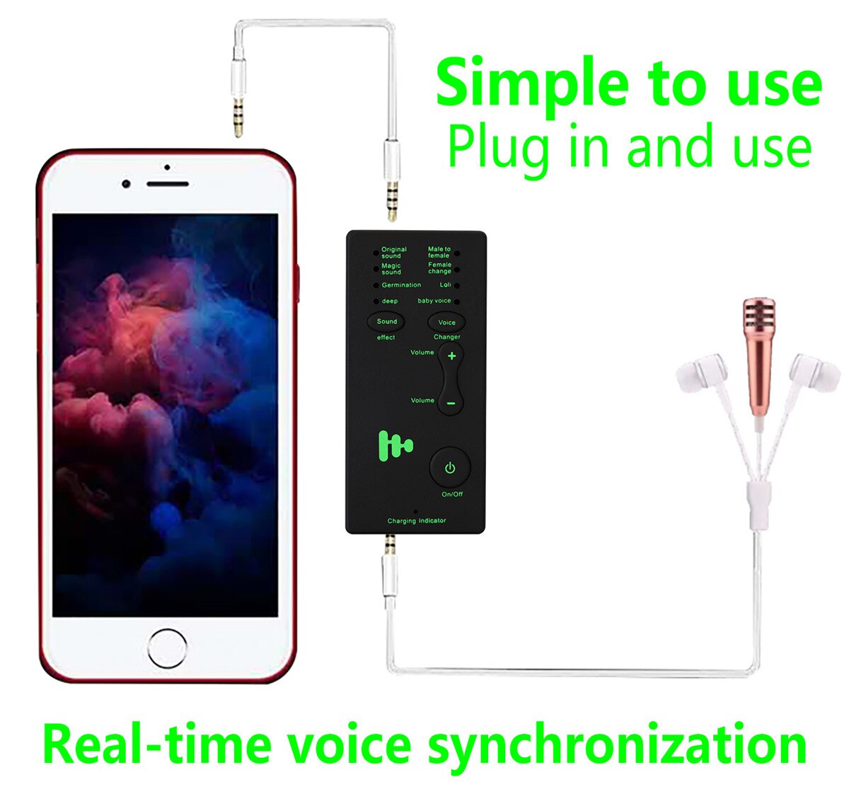 Mini Wireless Voice Changer Microphone Disguiser Multifunctional Onomatophone To Male/Female/Loli/Baby Voice For PC Phone