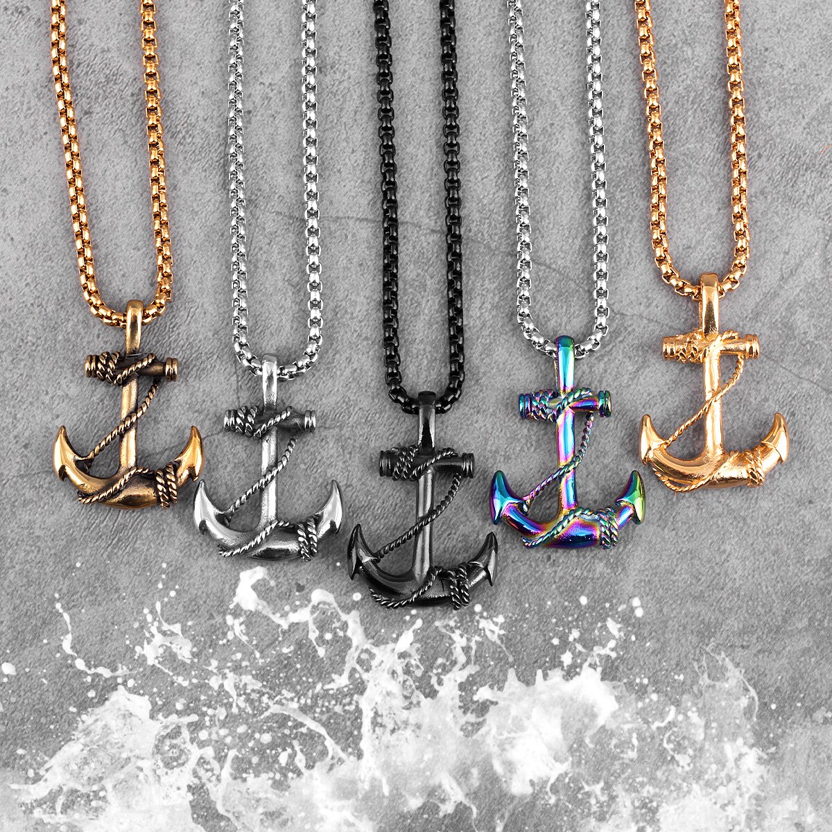 Stainless Steel Sea Anchor Sailor Man Men Necklaces Chain Pendants Punk Rock Hip Hop Unique for Male Boy Jewelry