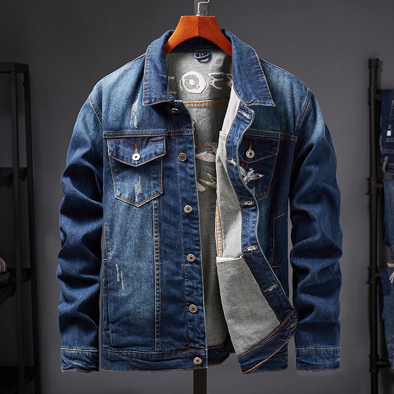 Spring and autumn Men's Denim Jacket Casual Slim fit Denim Jacket Coat Men Leisure Outerwear Plus Size 3XL: XXXL