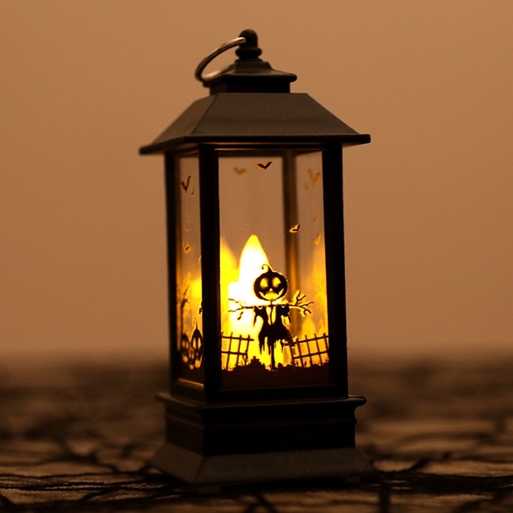 Halloween Vintage ▾ Zucca Luce Quadrato Simulato Fiamma Lampada Decorativa portato Lanterna Lanterna Appesa Rifornimenti Del Partito sbarra arredamento