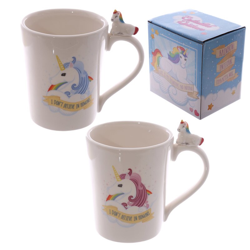 1 pièce je ne crois pas en humains mignon excentrique arc-en-ciel licorne tasse bureau café tasse magique cheval tasse