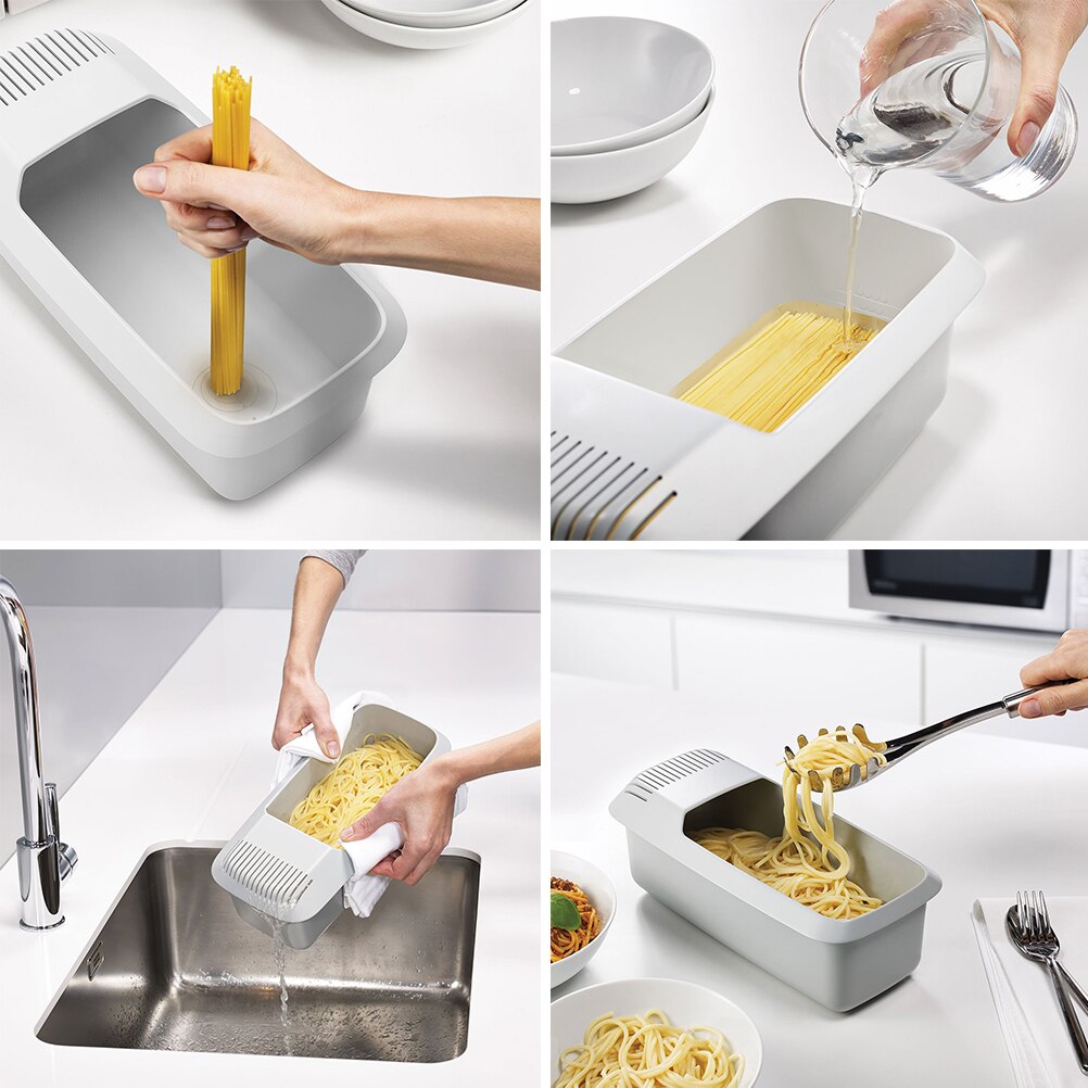 Microwave Pasta Cooker with Strainer Heat Resistant Pasta Boat Steamer Spaghetti Noodle Cooker