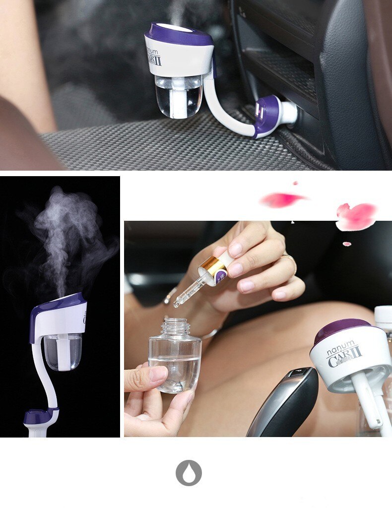 12V Ii Auto Luchtbevochtiger Met 2 Usb Autolader Poorten Auto Luchtverfrisser Purifier Aroma Olie Diffuser Aromatherapie mist Rookmachine Df