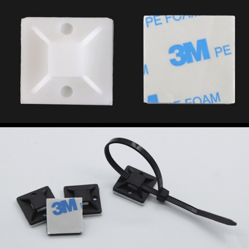 100 pieces of 3M adhesive self-adhesive cable tie base bracket 30 * 30, 40 * 40 suction cup tie fixed base plastic clip position