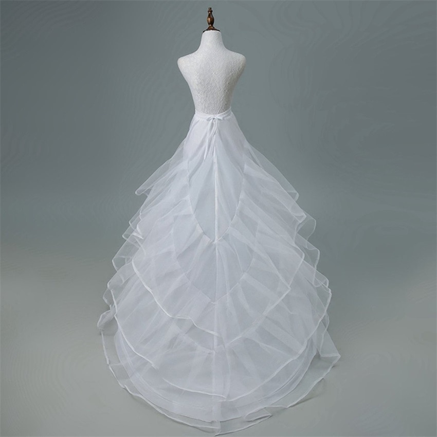 NUOXIFANG-vestido de novia de crinolina, enagua nupcial, falda interior, 2 aros con tren de la campana