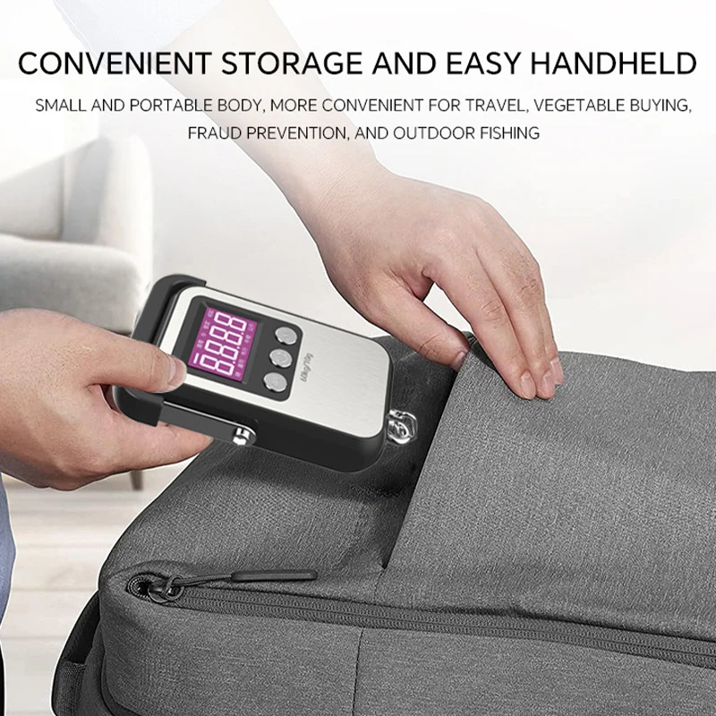 Báscula Digital con gancho para colgar, báscula portátil para equipaje con batería/carga USB, herramientas de pesaje con gancho para colgar, 60kg/10g