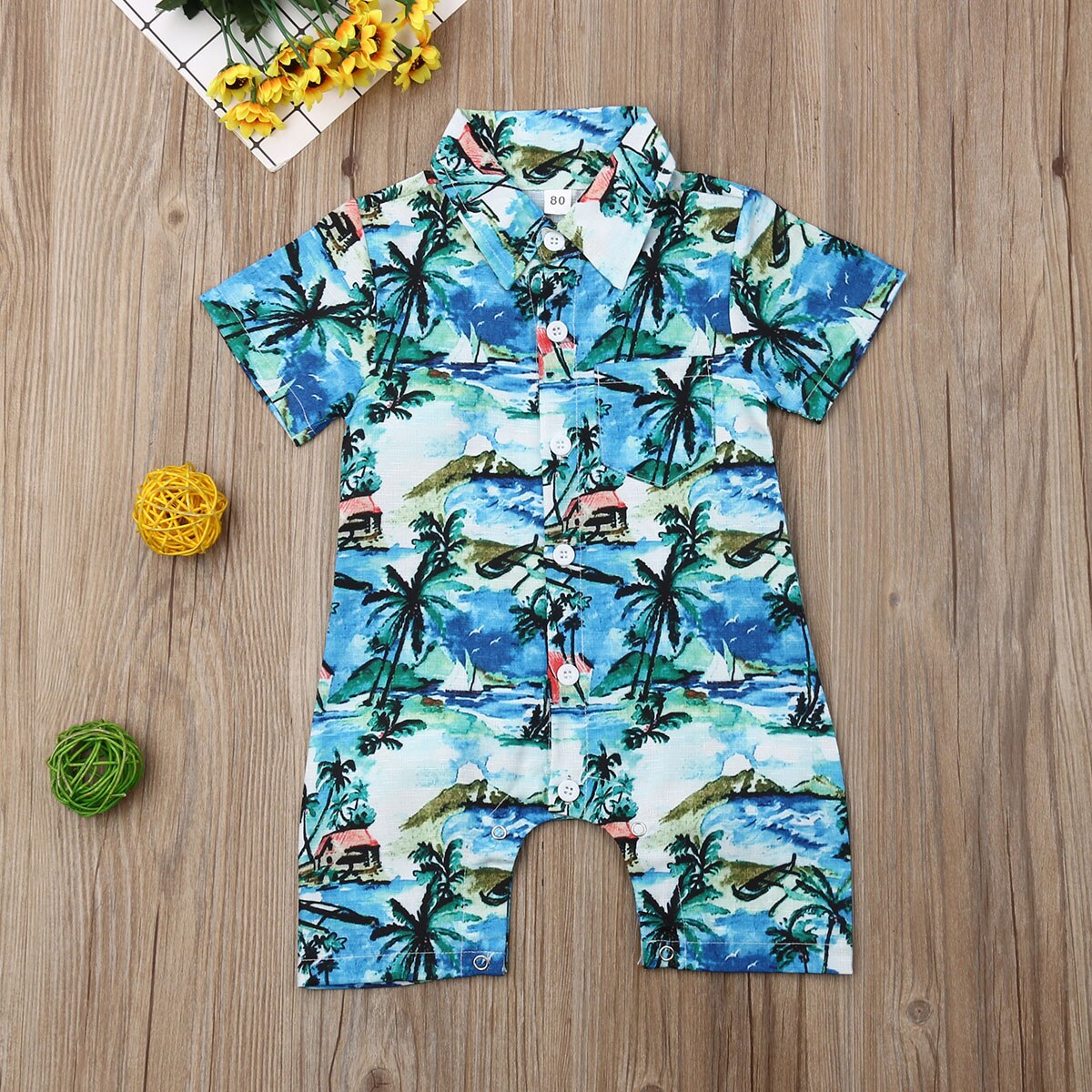 Baby Sommer Kleidung Kleinkind Baby-Karosserie Hawaii Gesamt Kurzarm Strampler Kleidung Playsuits Outfit Beachwear 0-24 M