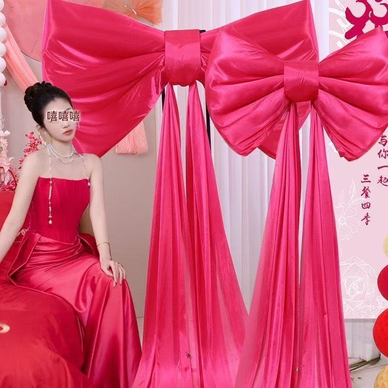 Giant Pink Bow Wall Decor Large Ribbon Wall Decor For Room Decor Party Wedding Booth Event Stage Background Display Christmas
