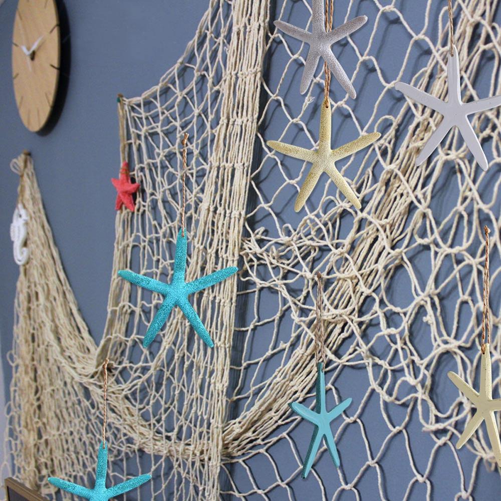 OurWarm Mediterranean Fishing Net Wall Hanging Nautical Home Decor Sea Star Starfish Beach Theme Party Supplies Photo Props
