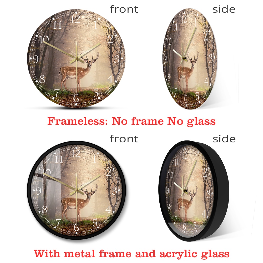 Fallow Deer In A Dreamy Forest Scene Decorative Silent Wall Clock Living Room Animal Wall Art Decor Modern Hanging Wall Watch