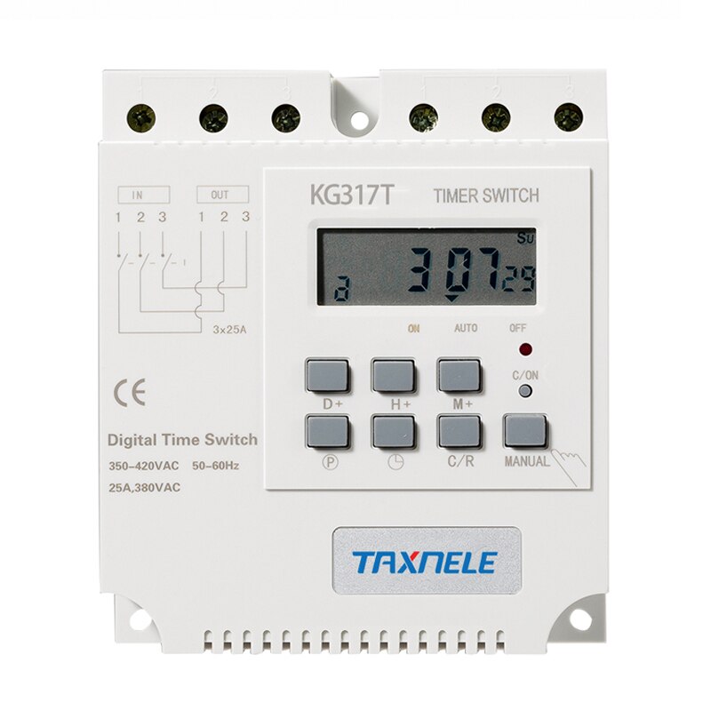Taxnele goede kredietwaardigheid  kg317t 380v 25a 16a drie 3 fase timer driefase motor timing controle schakelaar 16 keer aan / uit