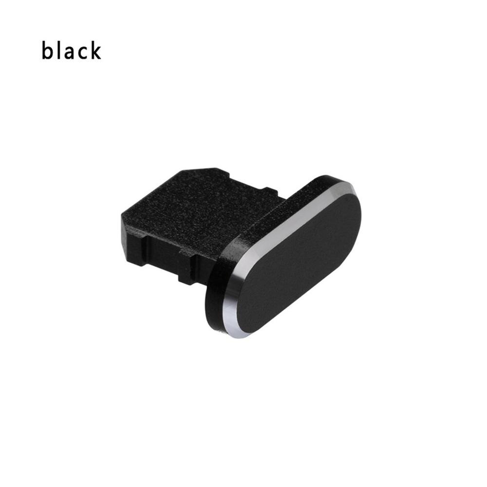 Metall Staub Stecker Lade Port Haut Pc Ladegerät Port Anti Staub Stecker Kappe Stopper Abdeckung Handy Staub Stecker: Black