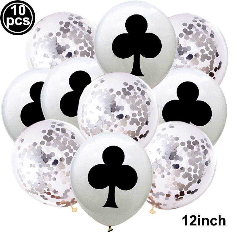 10X Casino Thema Party Decor Confetti Ballon Poker Latex Ballon Set Las Vegas Casino Verjaardag Bruiloft Decor Spades Ballen: O