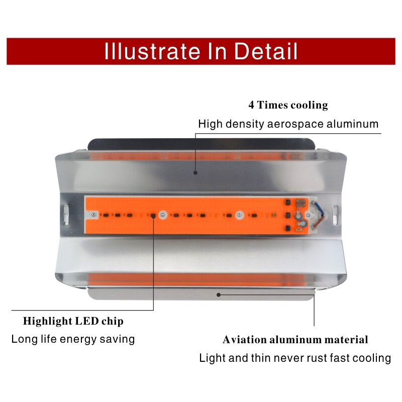 Volledig spectrum led kweeklamp 30w 50w 80w ac 110v 220v groeilamp binnenplantenlamp kas cob buitenschijnwerper