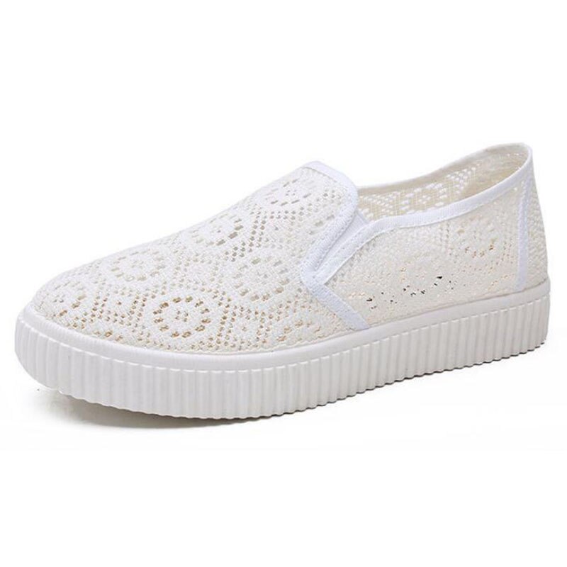 THEAGRANT Platform Witte Schoenen Zomer Ademend Uitsnede Espadrilles Flats Loafers Slip-On Sneakers Schoenen Vrouw WFS3057: beige / 6.5