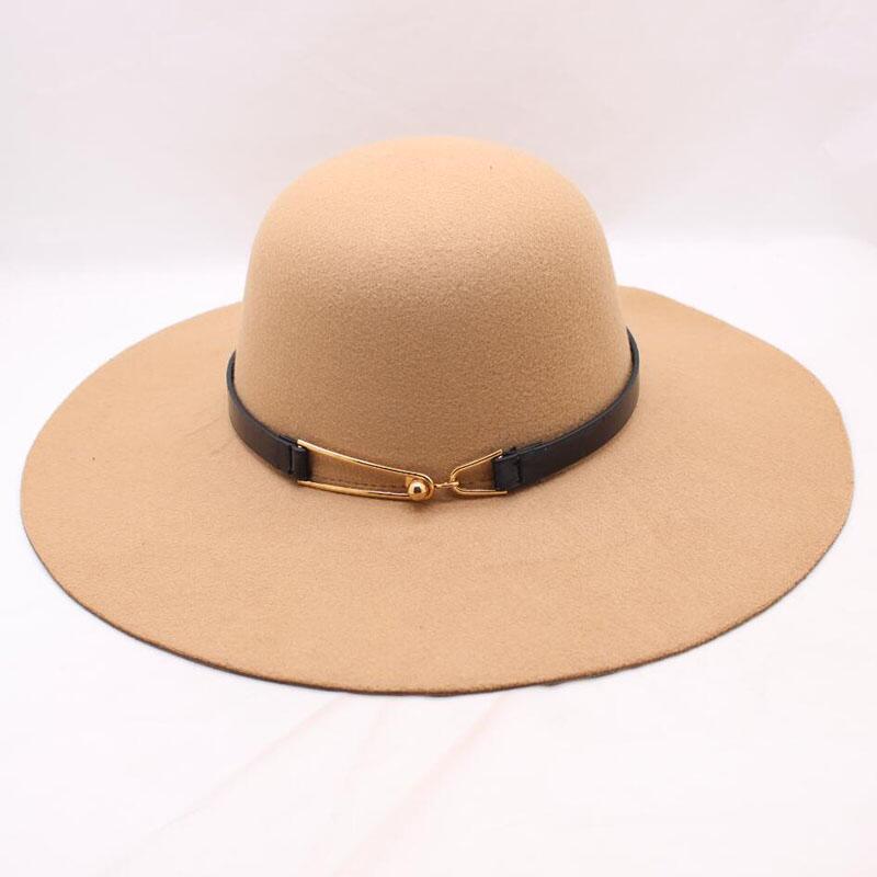 HANGYUNXUANHAO Casual Fedora Cap Brede Rand Dome Hoeden Wol Floppy Hat Womens Zwart Cloche Hoeden