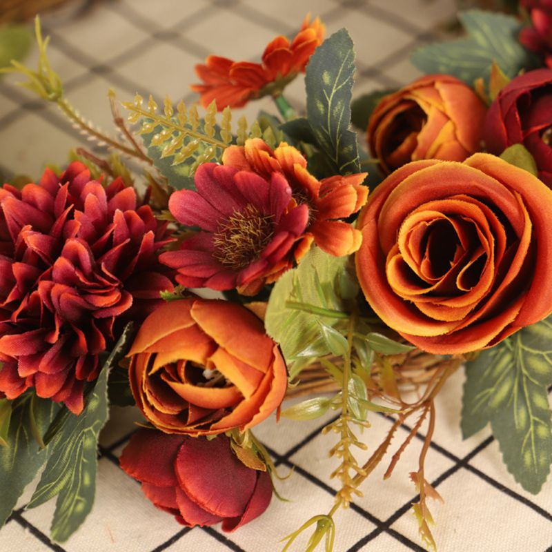 Thanksgiving Crimson Rose Decoratie Krans Halloween Kerst Herfst Decoratie Festival Unieke Deur Opknoping Hanger