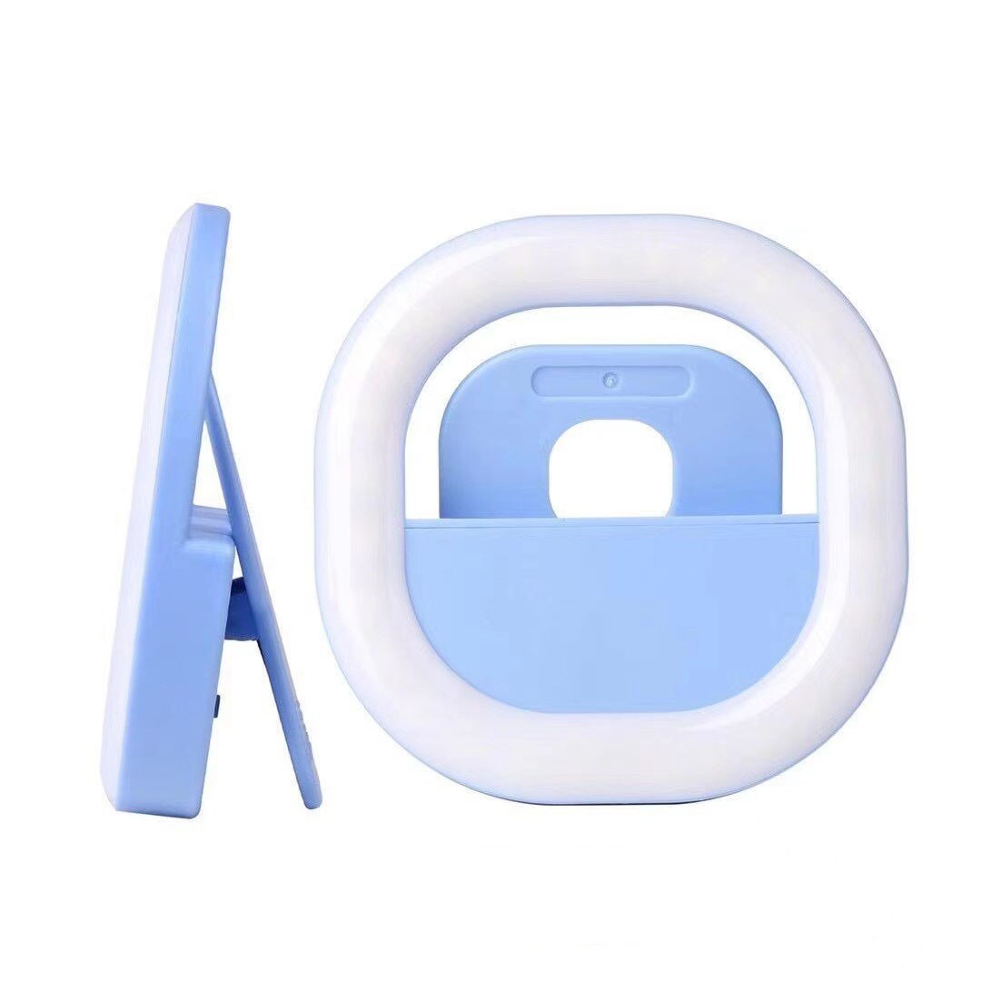 Rechargeable Fill Light Mobile Phone LED Selfie Fill Light Square Live Lamp Clip-on Selfie Lamp For iPhone 13 Xiaomi 11 Google: Blue