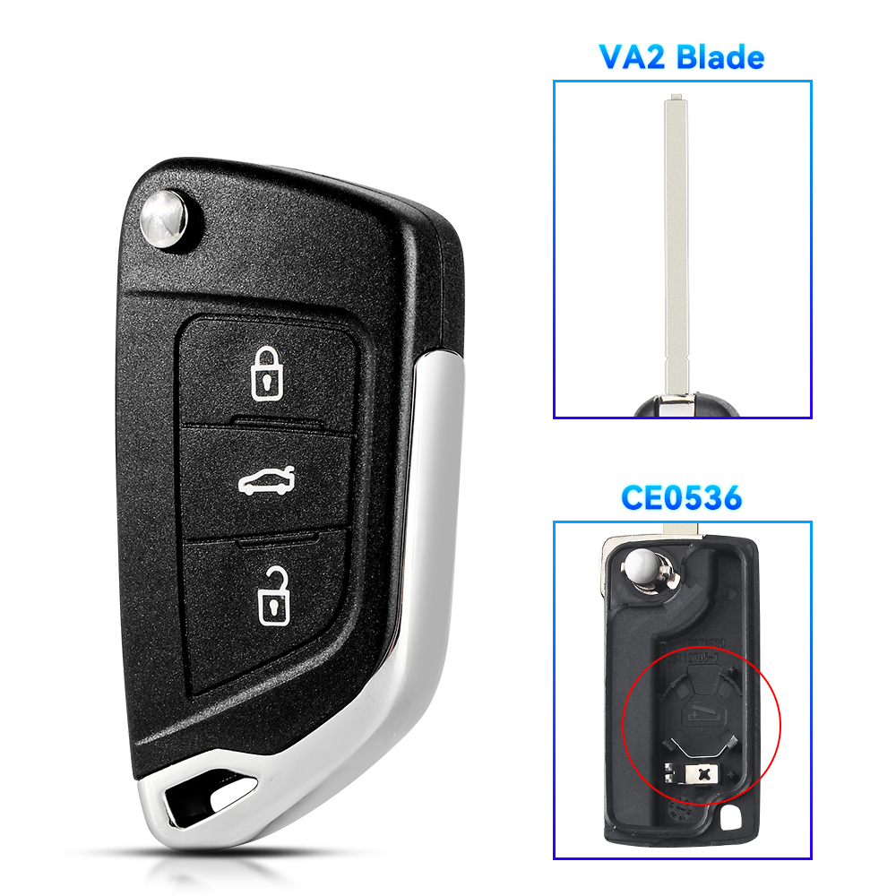 KEYYOU carcasa de llave remota modificada para Peugeot 207 307 308 406 407 607 807 3008 para Citroen C2 C3 C4 C5 C6 Berlingo Picasso: YELLOW