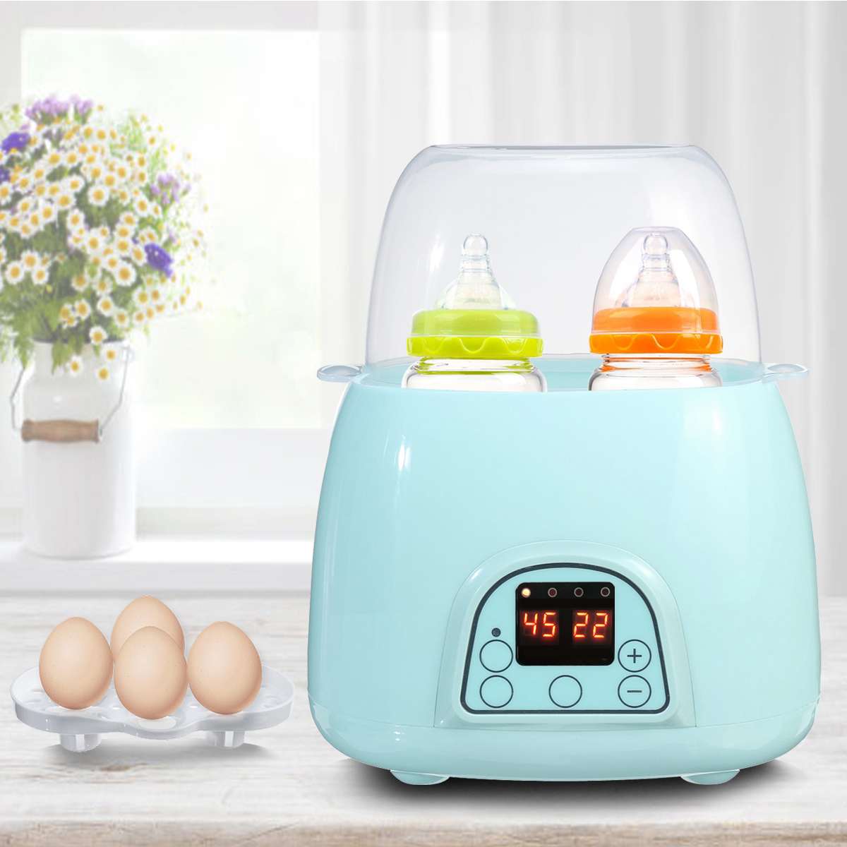 2 in 1 Automatic Warm Milk Sterilizer Baby Bottle Disinfection Multi-function Intelligent Thermostat Baby Bottle Warmers: Blue
