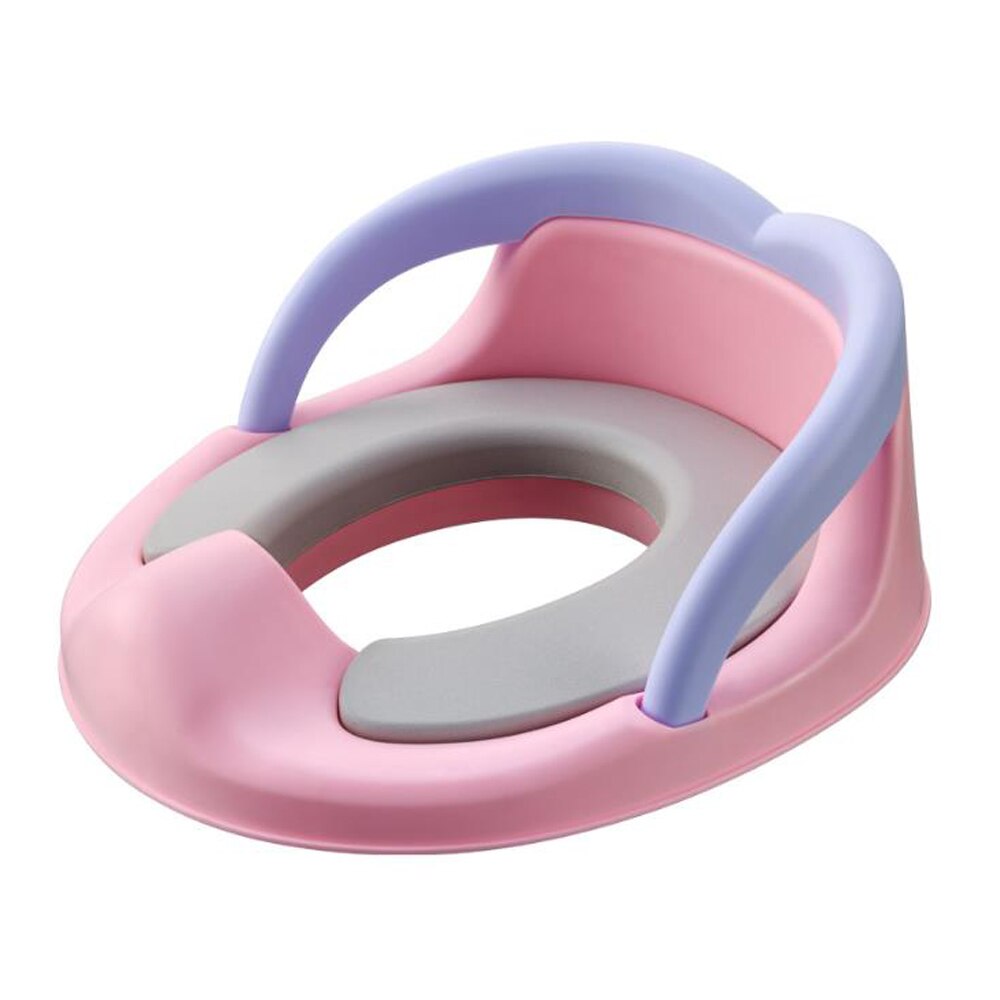 Multifunksjonelt babypottetreningssete bærbar sklisikker smårullende toalett trener sete med håndtak rygg toalettring: Rosa