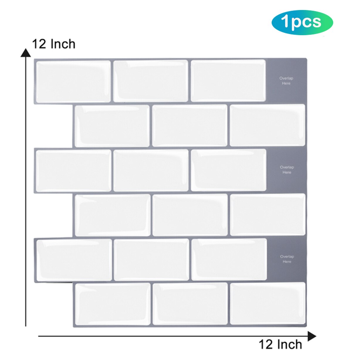 EasyTiles Kitchen Stickers Subway Oblong Vinyl 3D Wallpaper Waterproof Peel And Stick Wall Tiles - 3 Sheets: T80053 1pcs