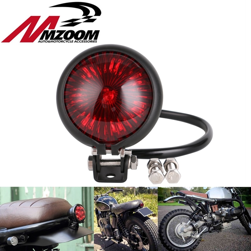 Rode LED Motorcycle Verstelbare Cafe Racer Stijl Stop Achterlicht Motorbike Brake Rear Lamp Achterlicht voor Chopper Bobber